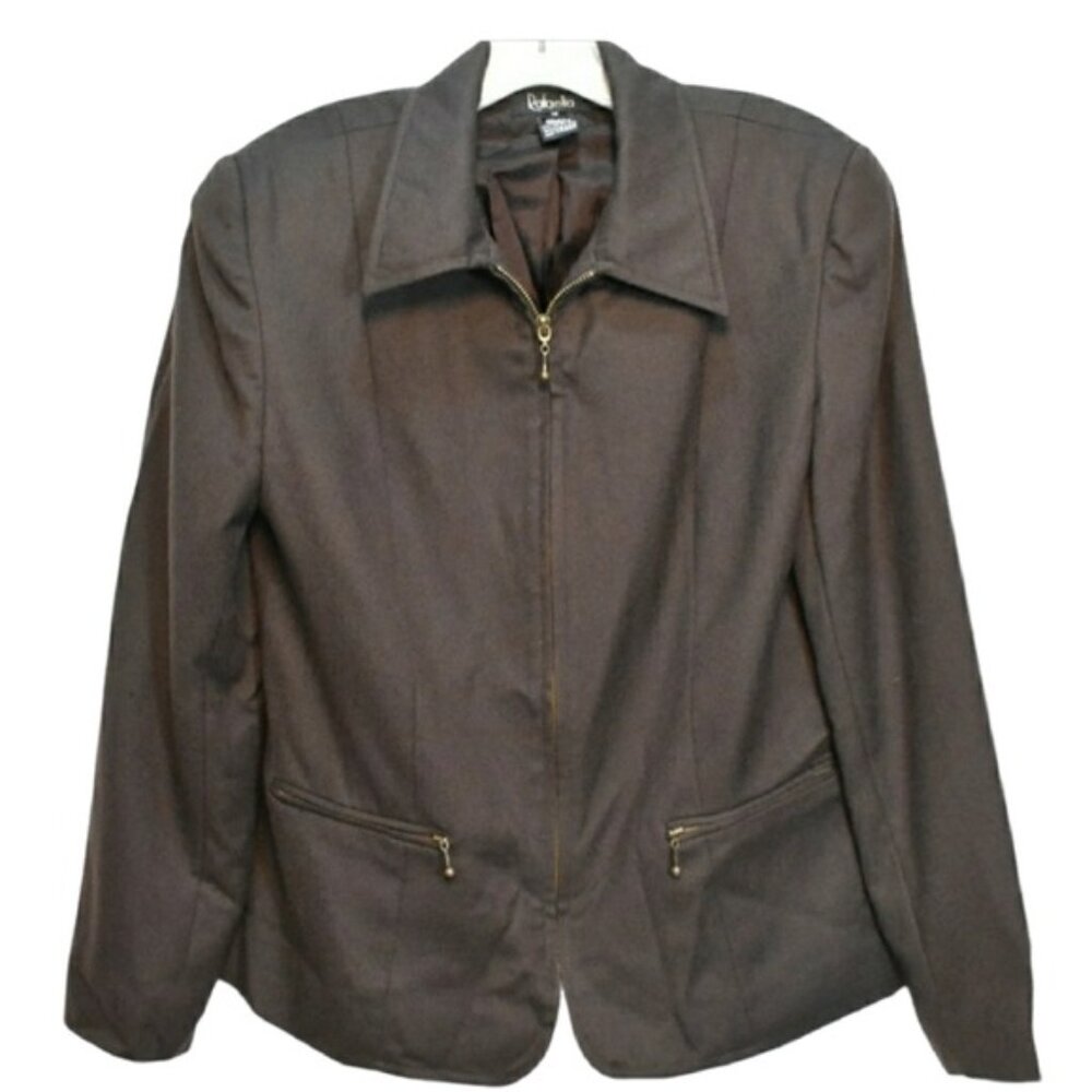 Women's Vintage 90's Rafaella Brown Zip Front Jacket 10